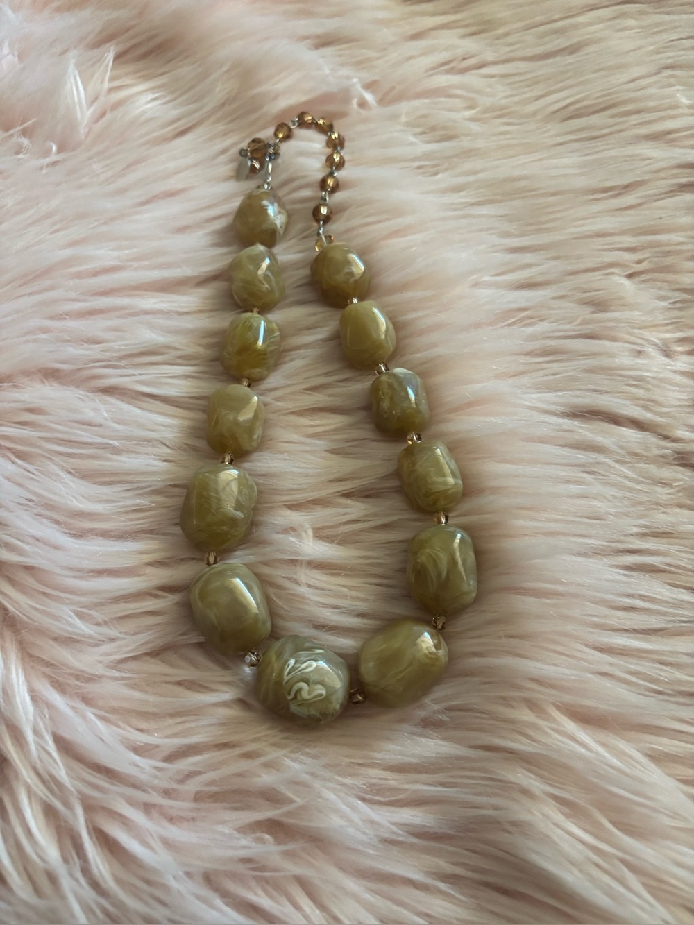 Tarina Tarantino Olive Green Statement Beaded Necklace with Gold Accents